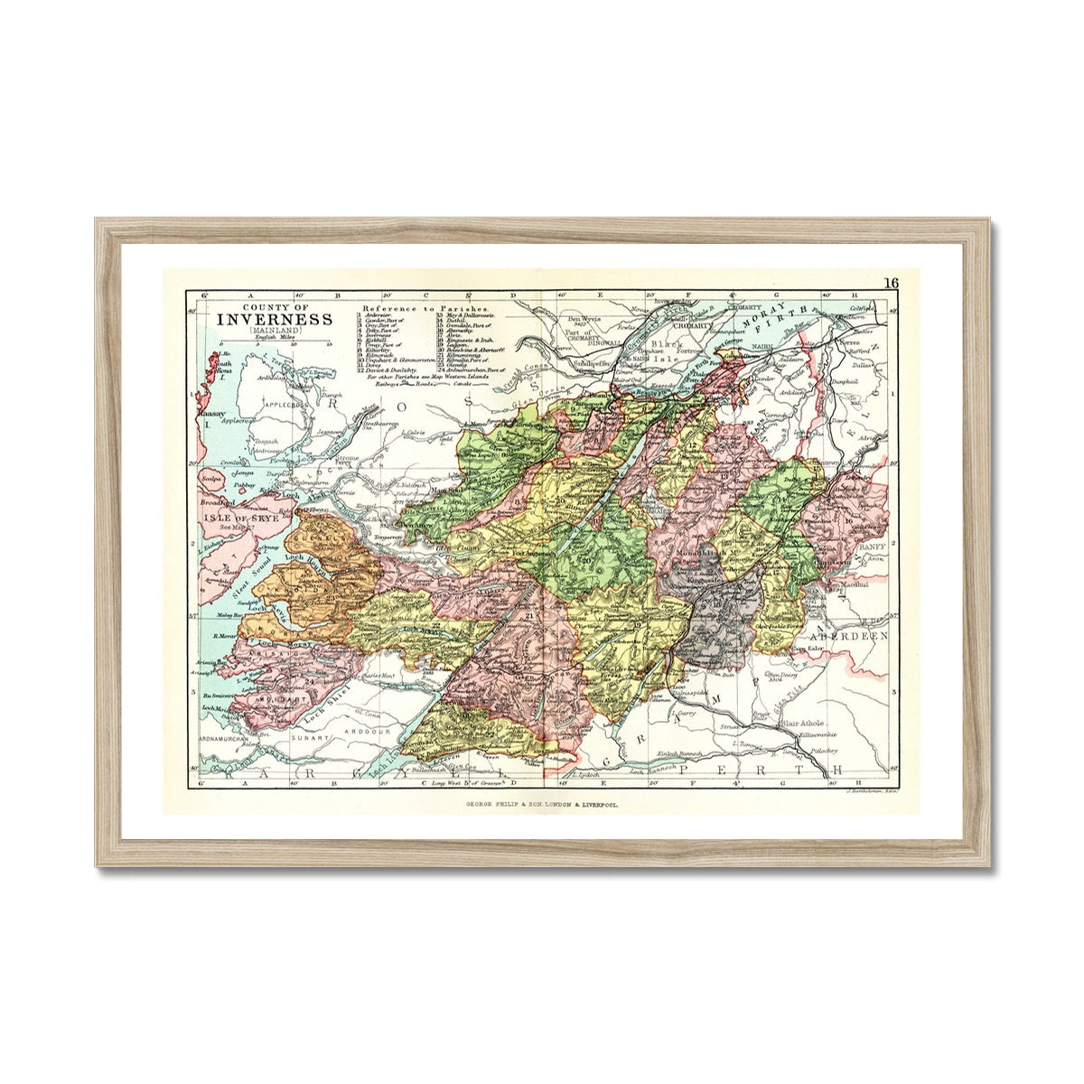 Highlands Map Print | Vintage Highlands Map - Framed