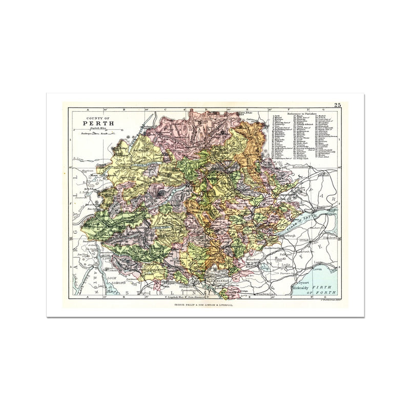 Perthshire Map Print | Vintage Map - Unframed