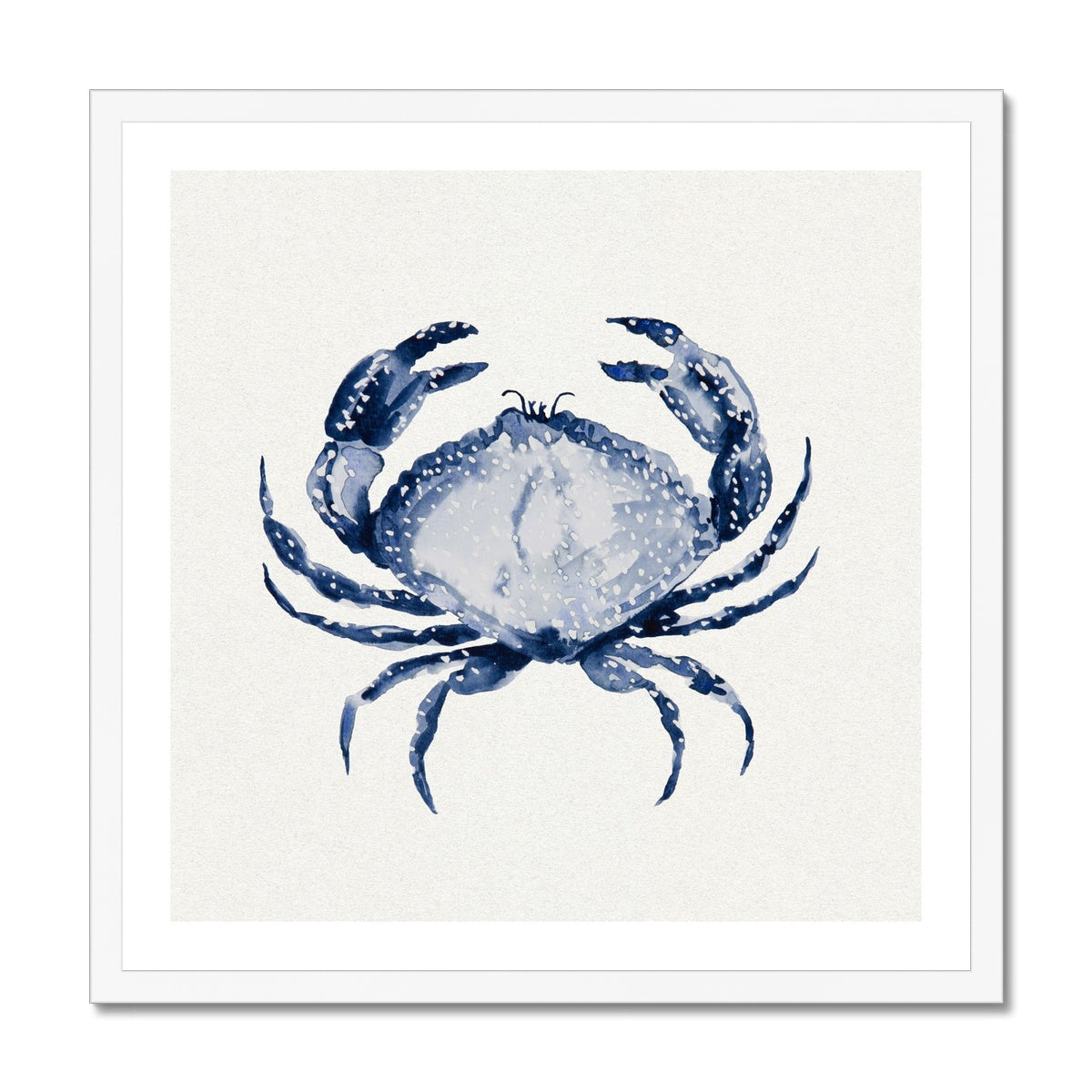 Indigo Dot Watercolour Crab Painting | Crab Art Print - Framed Wall Art