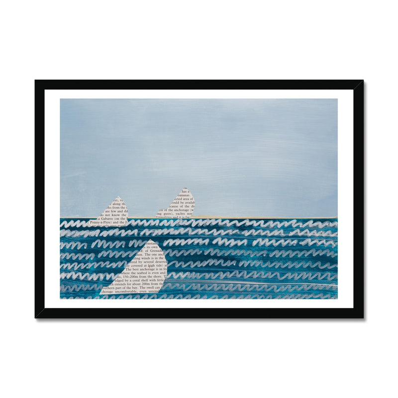 Paper Sailing Art Print No 2 | Mixed Media Seascape Painting - Framed Wall Art