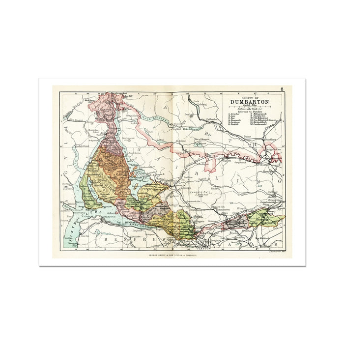 a vintage map print of loch lomond and dumbartonshire