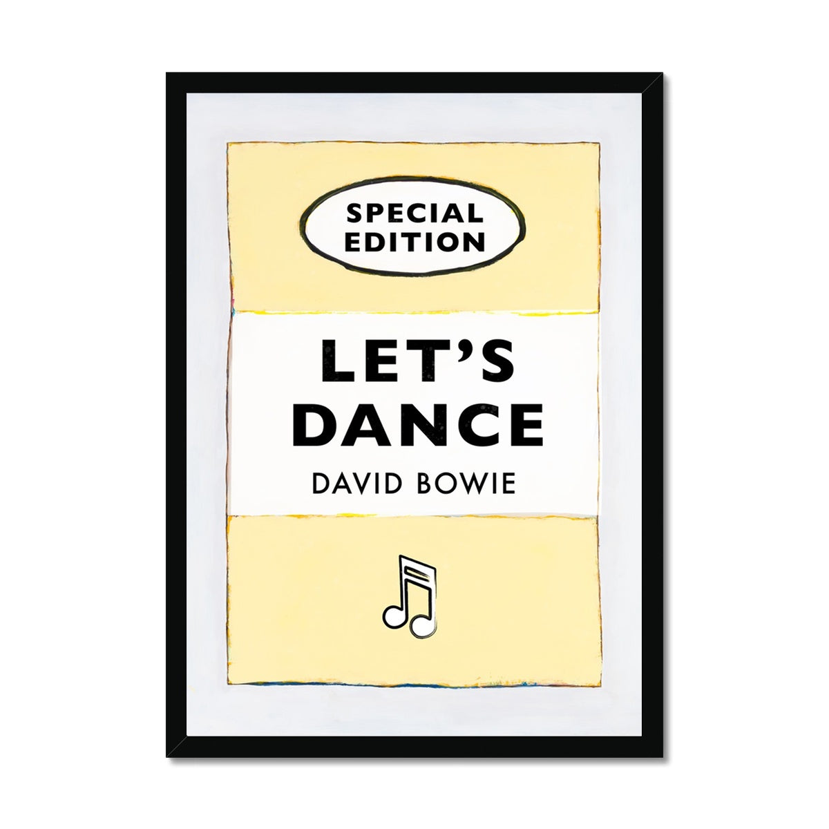 Let's Dance (Yellow) Lyric  on  Vintage Style Book Cover Print - Framed