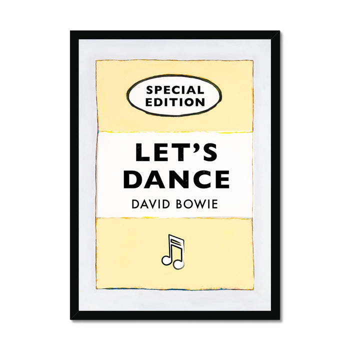 Let's Dance (Yellow) Lyric  on  Vintage Style Book Cover Print - Framed