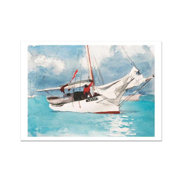 Fishing Boat Painting, Key West | Vintage Boat Painting Wall Art - Unframed Art Print 