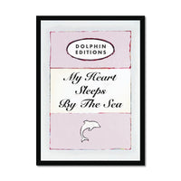 My Heart Sleeps (Pink)  Quote on  Vintage Style Book Cover Print  - Framed