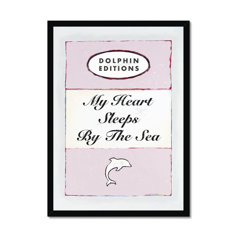 My Heart Sleeps (Pink)  Quote on  Vintage Style Book Cover Print  - Framed