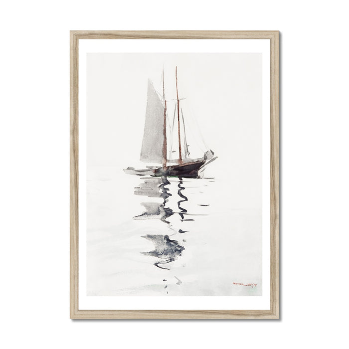 Schooner Painting | Vintage Watercolour Boat Wall Art Print - Framed Art Print