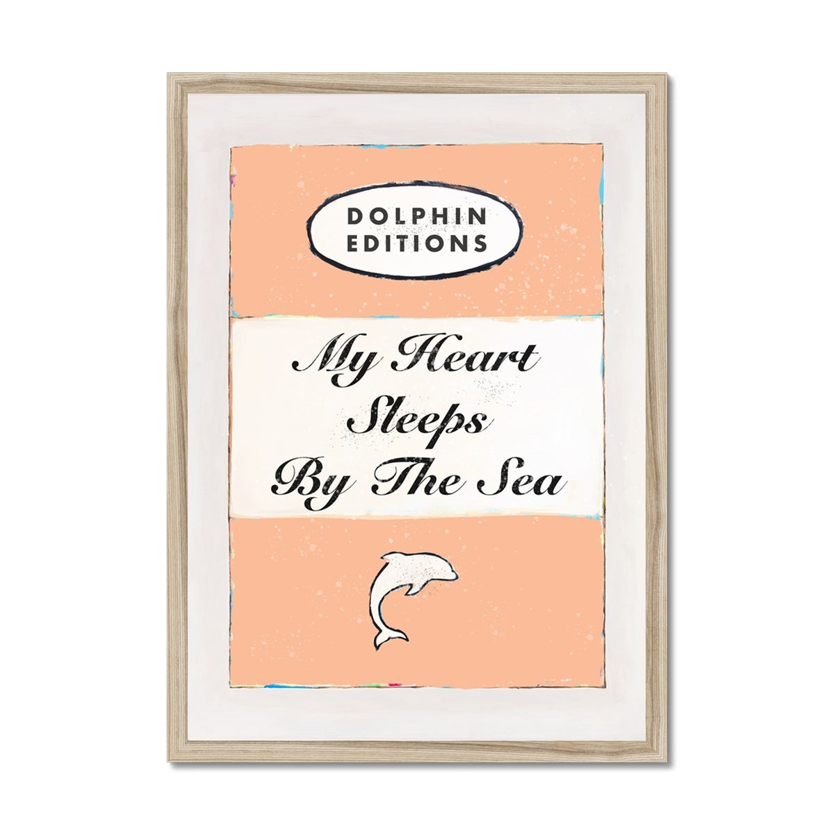 My Heart Sleeps (Peach Fuzz Edition) Vintage Book Cover Art - Framed Beach House Art - Vintage bird paintings