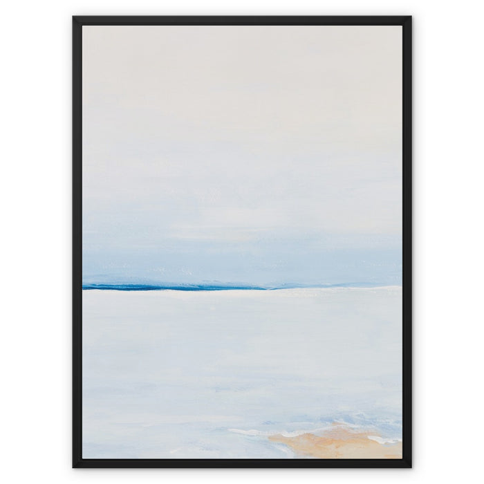 Modern Abstract Coastal Painting No 3 | Minimal Sea Painting - Framed Canvas 