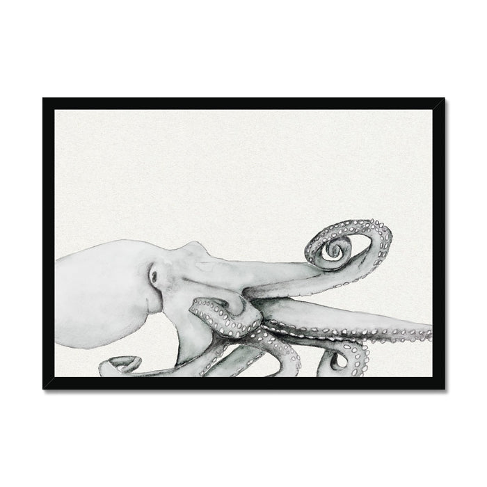 Ink Wash Octopus Art Print | Landscape Format - Framed