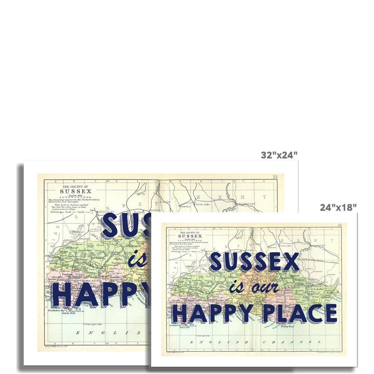 Sussex is our Happy Place | Dk Navy Special - Unframed