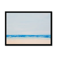 Beach On a Clear Day | Blue Sea Painting - Framed Wall Art