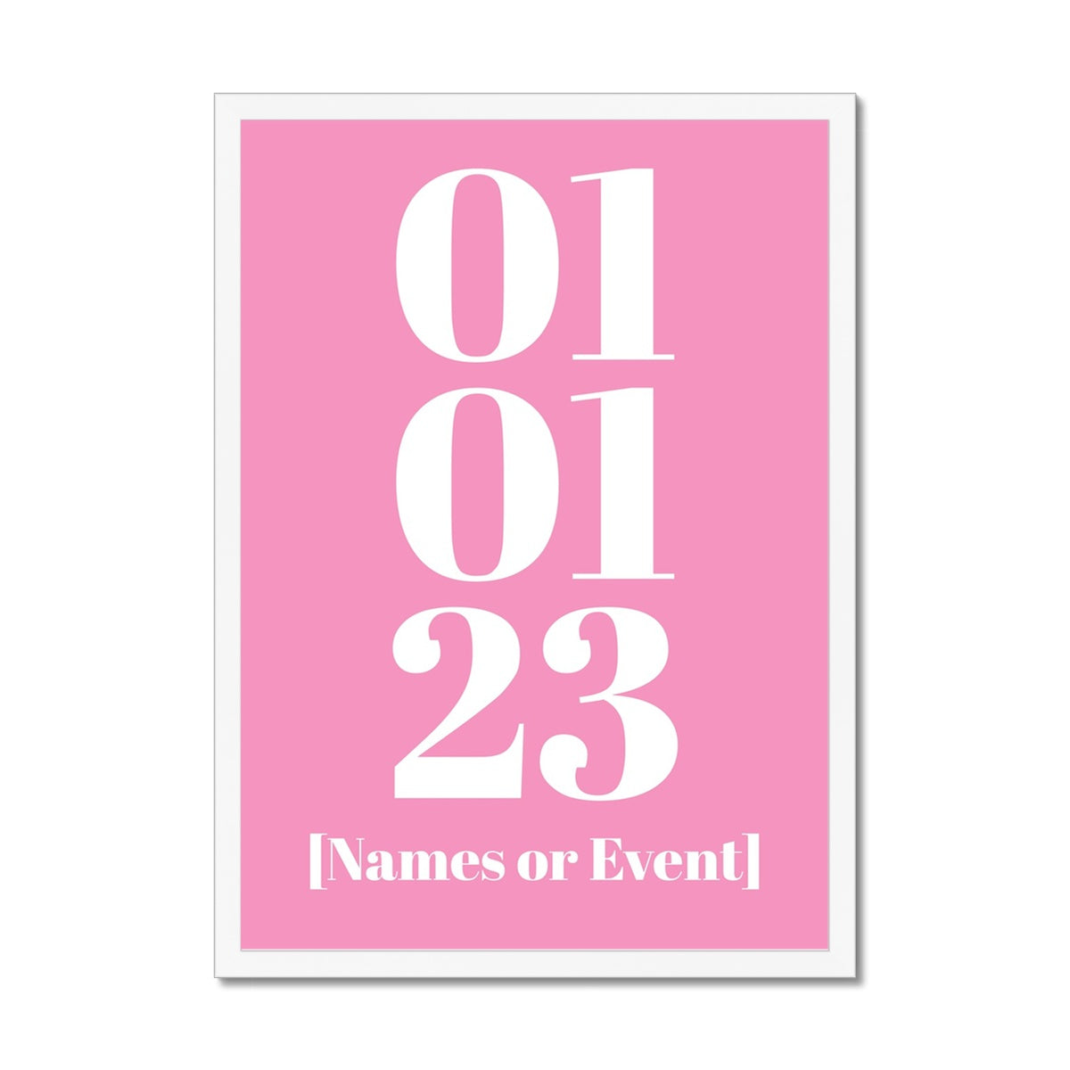 Personalised Date Art | Custom Date Print | Pink - Framed