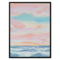 Dawn Seascape Painting | Blue Ocean Painting - Framed Canvas