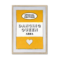 Dancing Queen  Quote on  Vintage Style Book Cover Print in Yellow - Framed