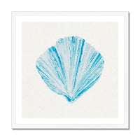 Aqua Watercolour Fan Shell Painting | Shell Print Wall Art - Framed Wall Art