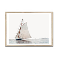 Sailing Yacht Painting | Vintage Watercolour Boat Painting Print - Framed Art Print