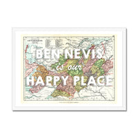 Ben Nevis Map Print - Our Happy Place White Framed Print