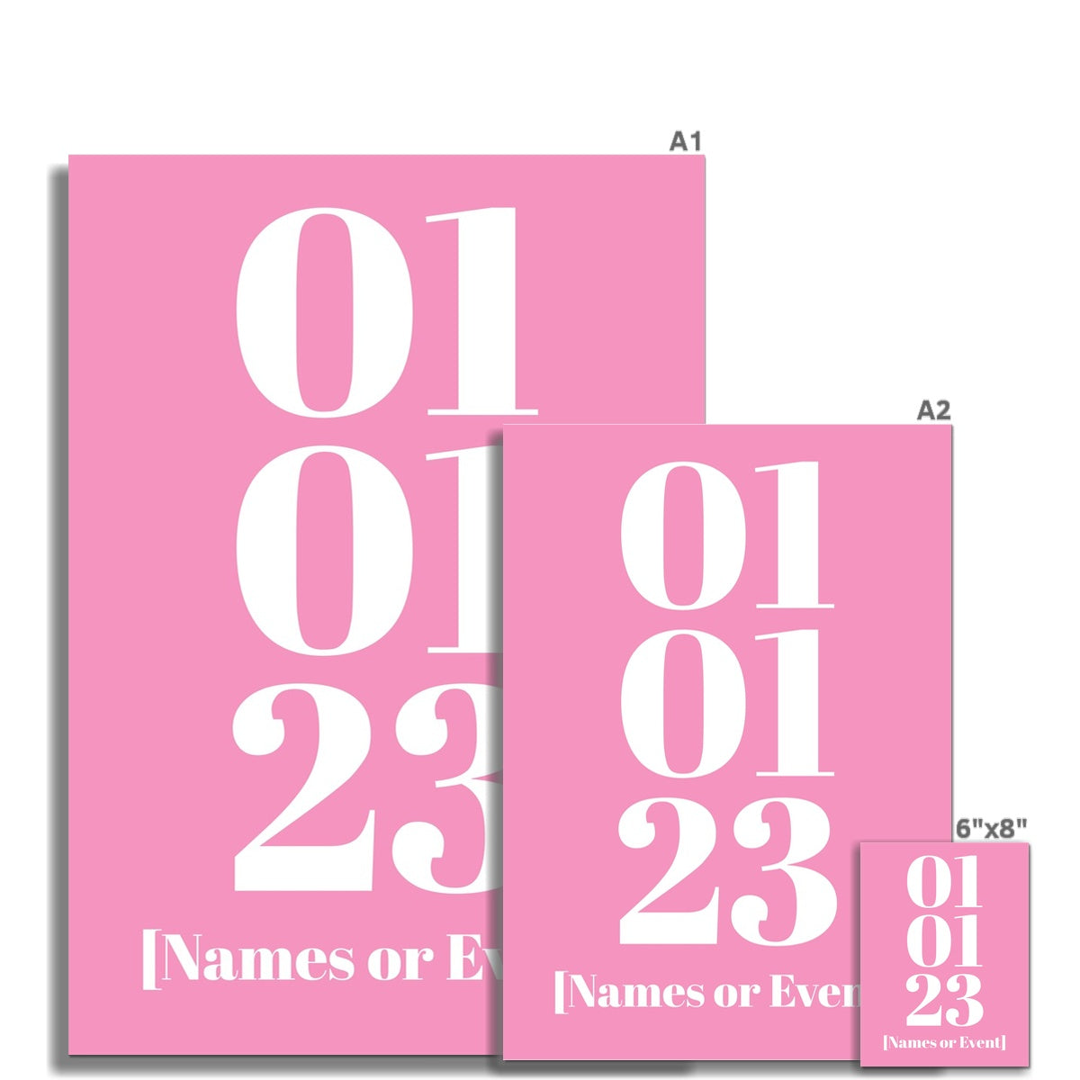 Personalised Date Art | Custom Date Print | Pink - Unframed