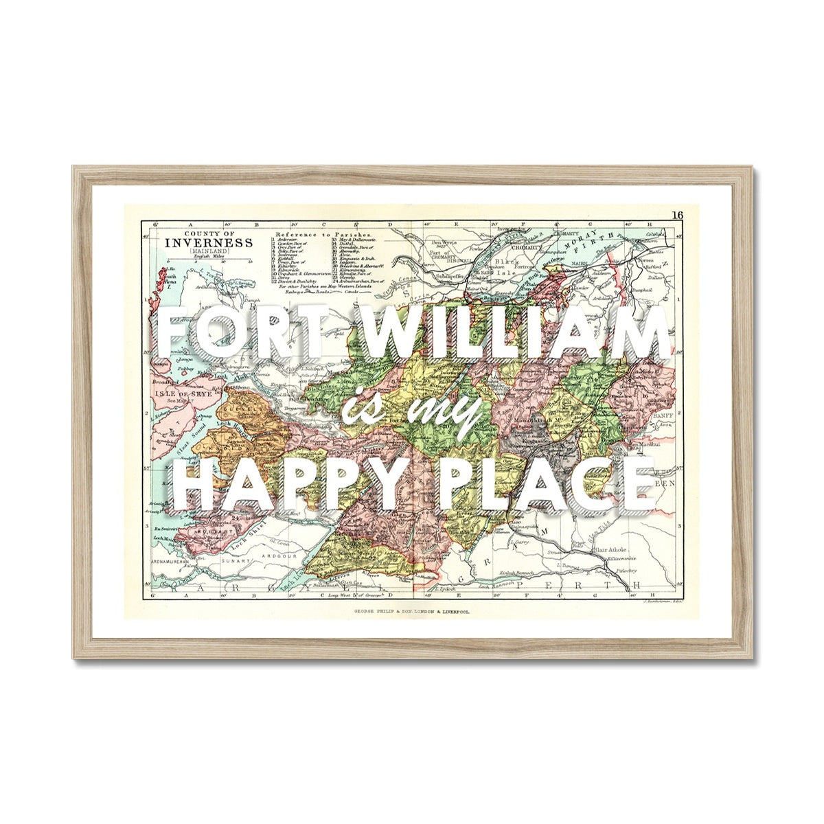 Fort William Map Print - My Happy Place White Framed Print