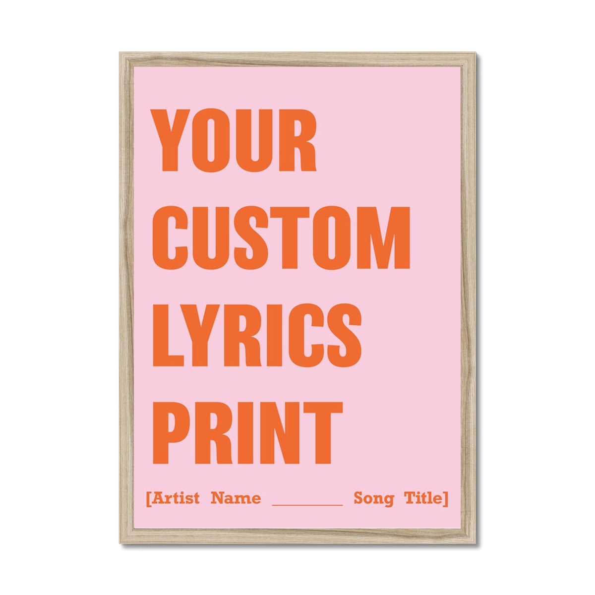 Personalised Quote Art | Block Type | Pink - Framed