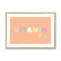 Vitamin Sea | Typography Art Print | Peach Fuzz Edition - Framed Beach House Art - Vintage bird paintings