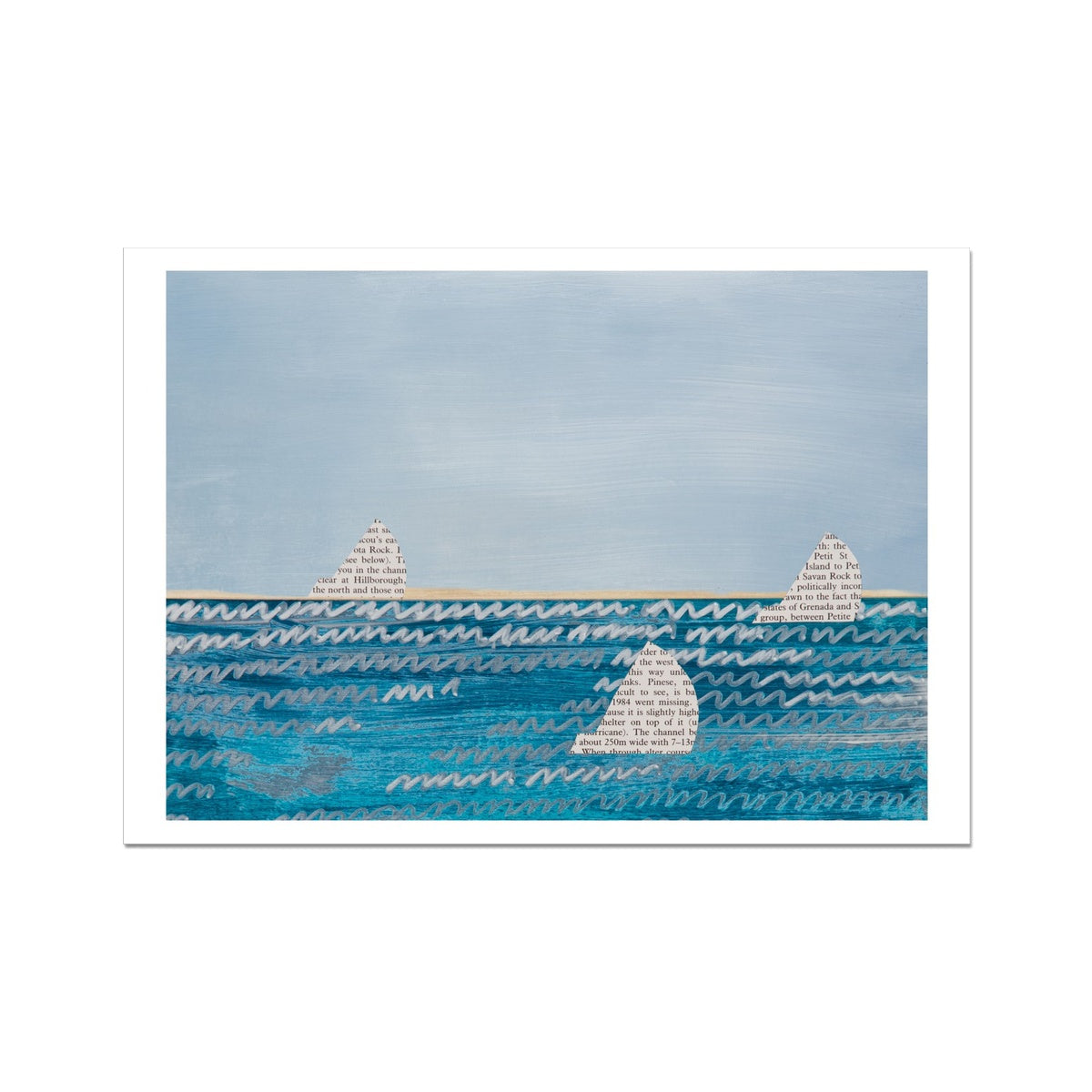 Paper Sails Painting No 1 | Mixed Media Seascape Painting - Unframed Wall Art