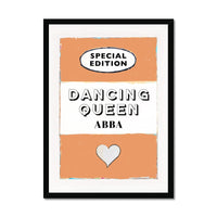 Dancing Queen Quote on  Vintage Style Book Cover Print in Orange - Framed