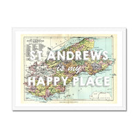 St Andrews is my Happy Place Quote on Vintage St Andrews Map Print - Framed