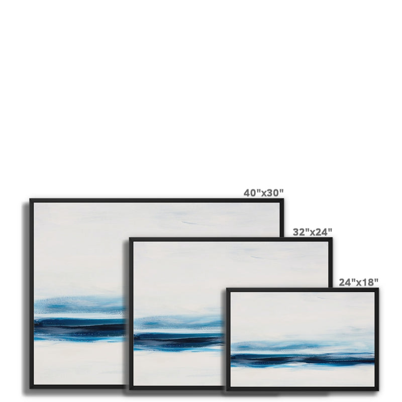 Marine Blue Coastal Painting | Abstract Beach Painting - Framed Canvas