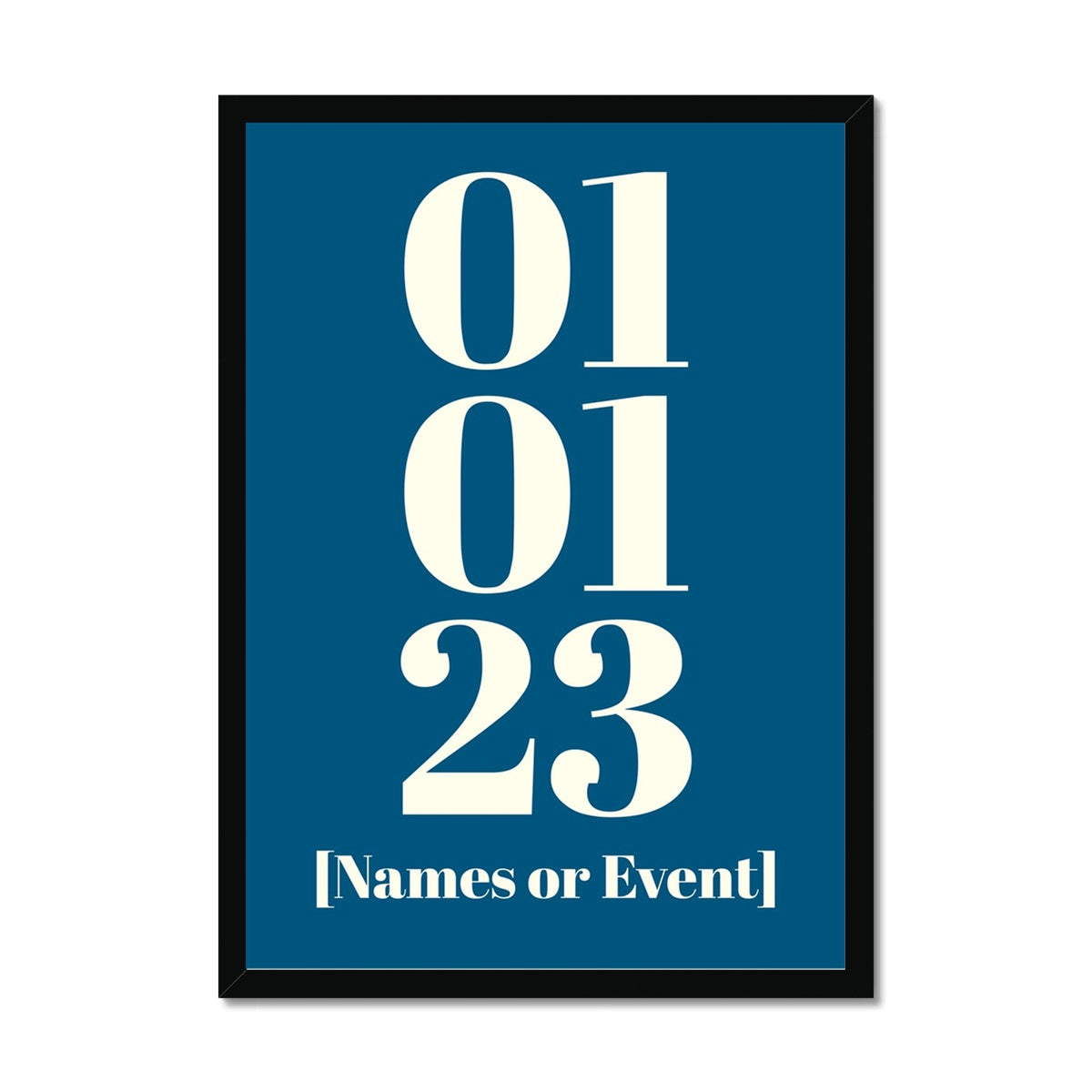 Personalised Date Art | Your Special Date on a Print | Marine Blue - Framed