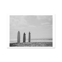 Three Surfboards In the sand photo | Black & White Photography Print - Unframed Wall Art