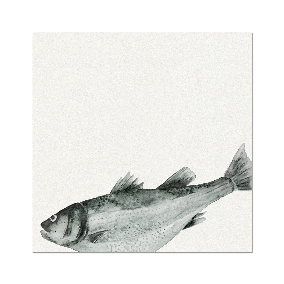 Ink Wash Fish Art Print | Square Format - Unframed