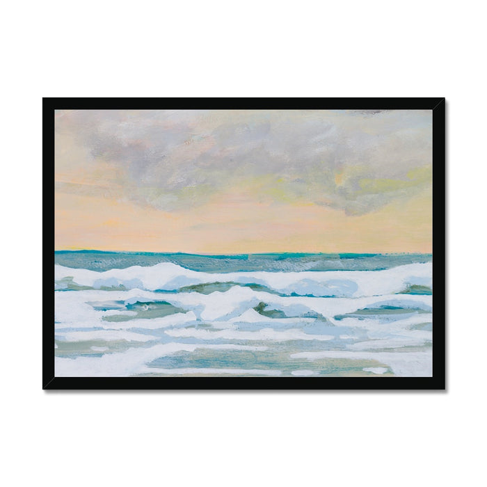 Dusk Sea Painting | Beach Painting - Framed Sunset Print