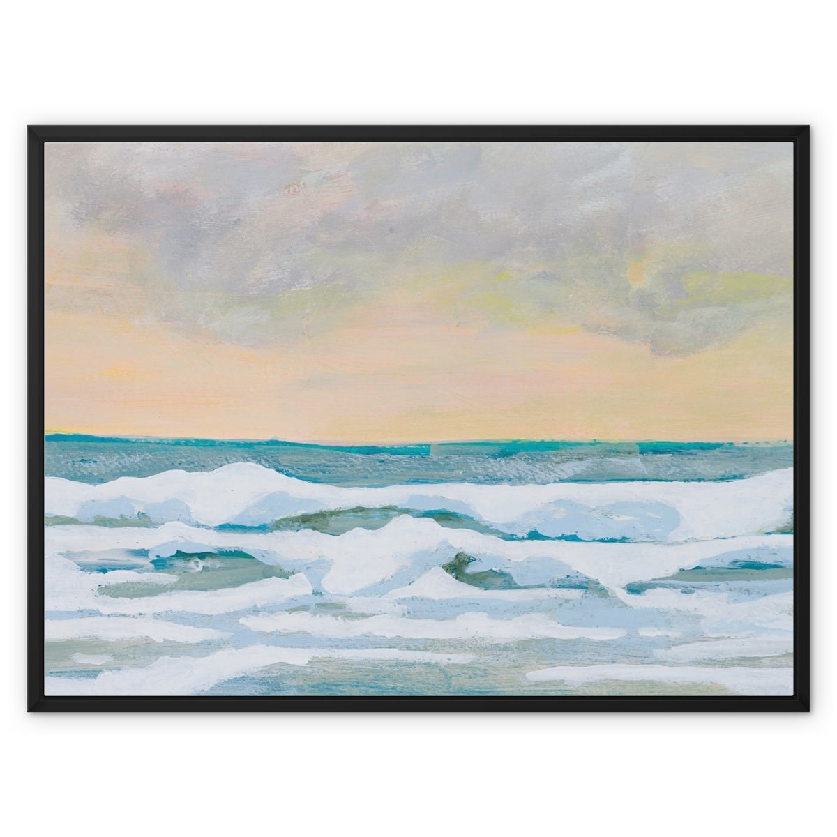 Dusk Sea Painting | Beach Painting - Framed Canvas