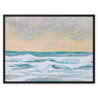 Dusk Sea Painting | Beach Painting - Framed Canvas