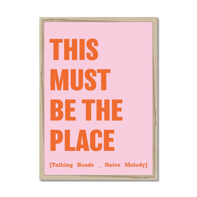 This Must Be The Place (Pink) Song Lyric Typography Art Print - Framed Beach House Art - Vintage bird paintings