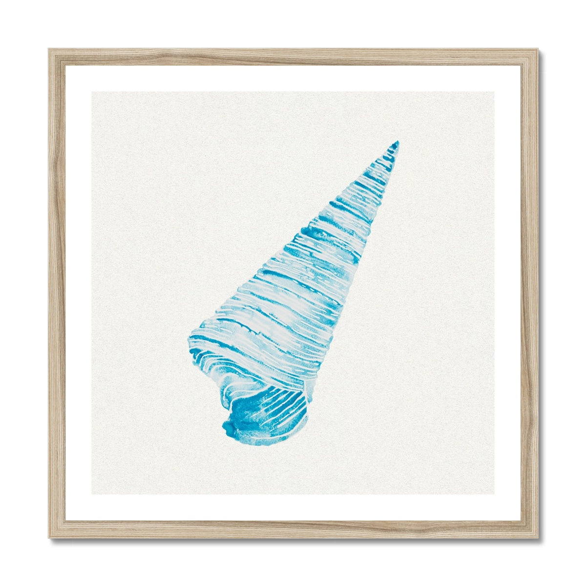 Aqua Watercolour Cone Shell Painting | Shell Print Wall Art - Framed Wall Art