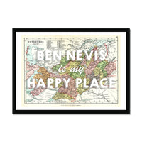 Ben Nevis Map Print - My Happy Place White Framed Print