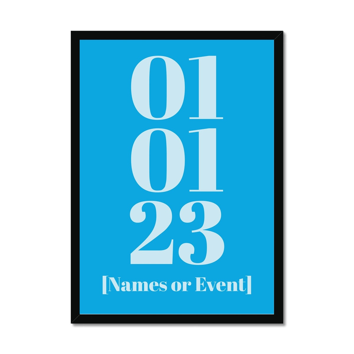 Personalised Date Art | Your Special  Date Print | Aqua - Framed