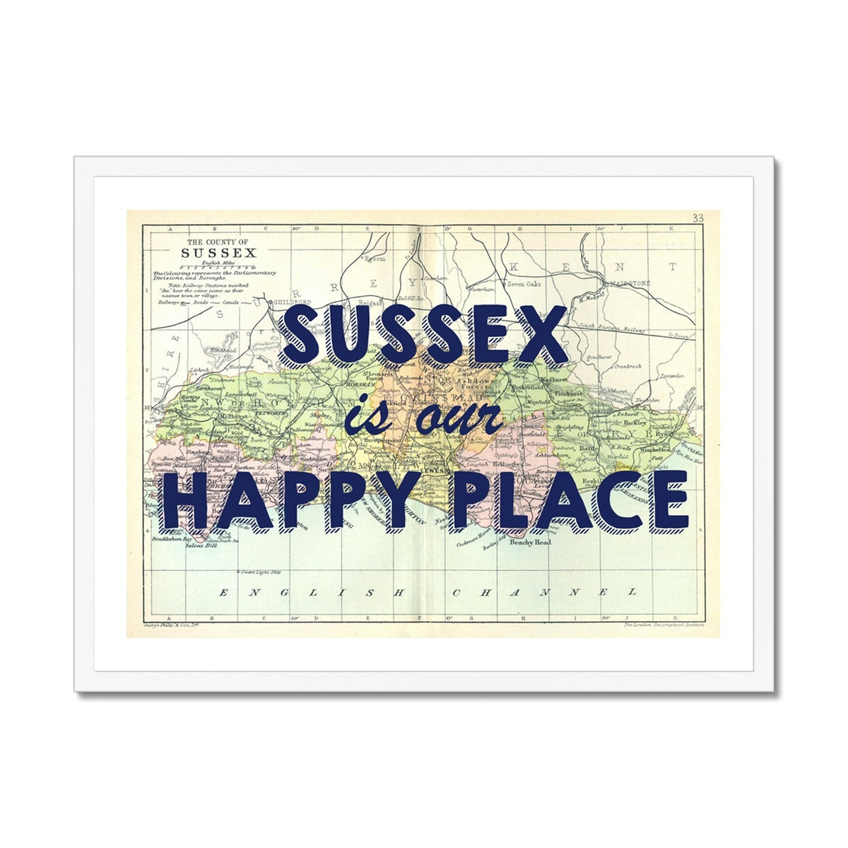 Sussex is our Happy Place | Dk Navy Special - Framed