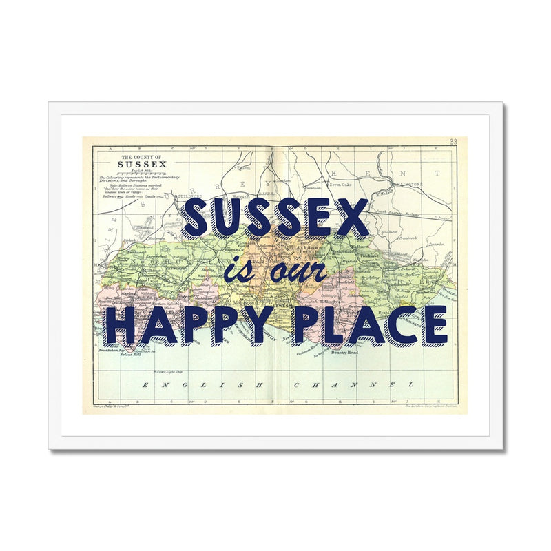 Sussex is our Happy Place | Dk Navy Special - Framed